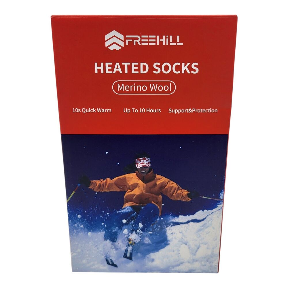 Merino Wool Heated Socks Men's 5000mAh One-Click Control Rechargeable Size XL